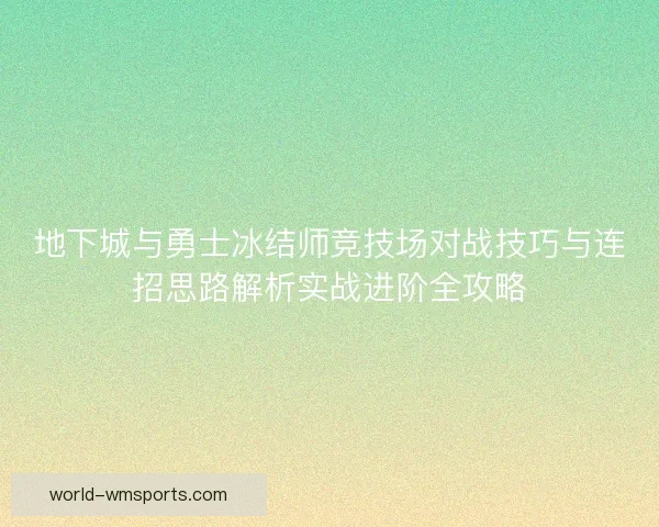 地下城与勇士冰结师竞技场对战技巧与连招思路解析实战进阶全攻略